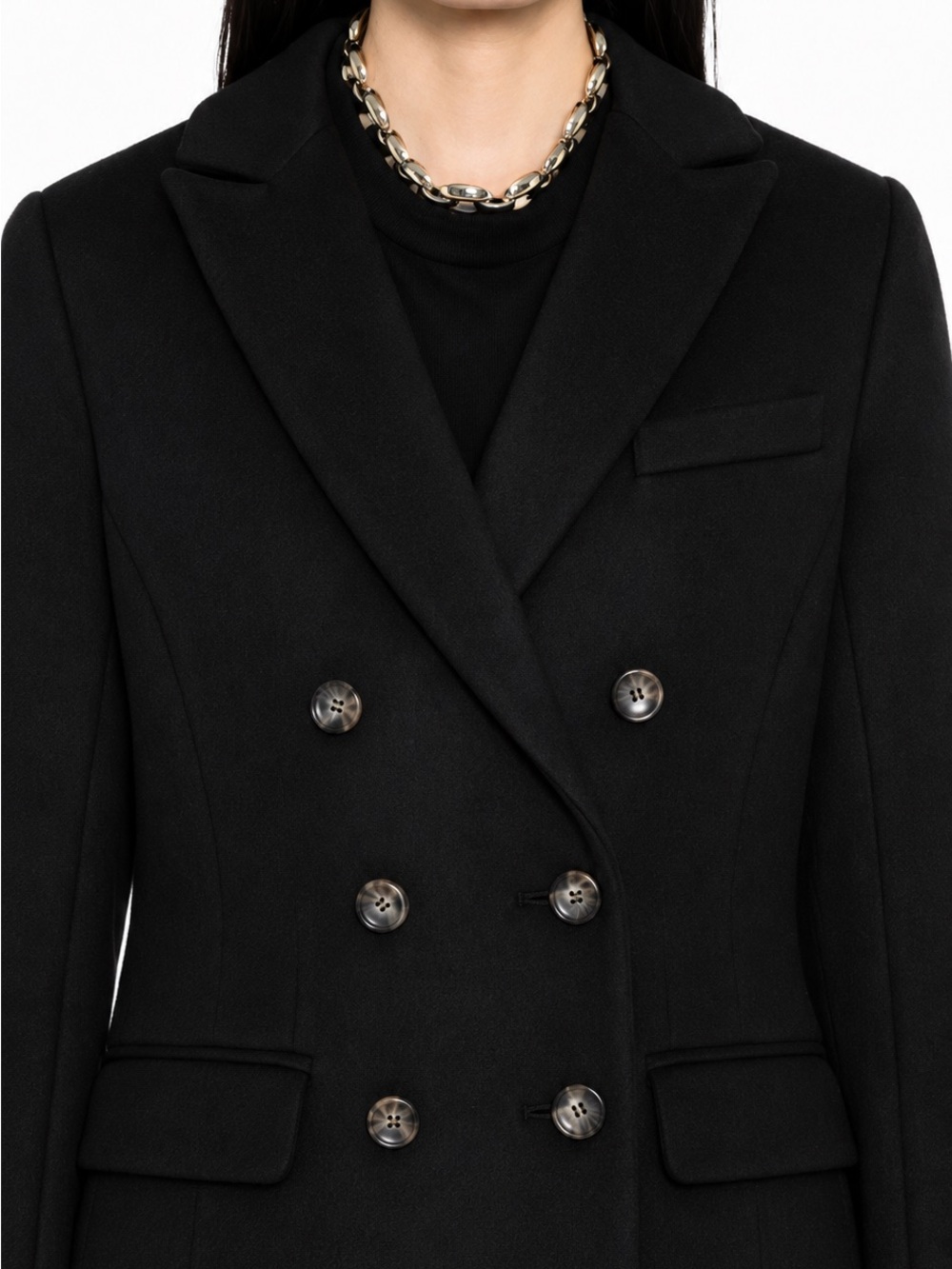 Favorite Daughter Simon Coat Black Medium Double Breasted Long Coat NWT
